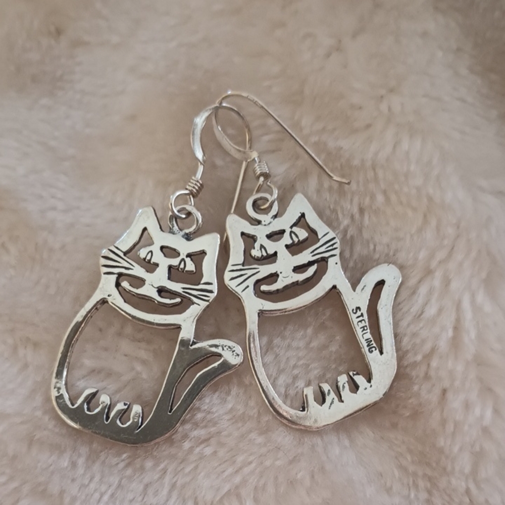 Sterling Silver Cat Earrings